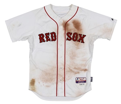 2013 Dustin Pedroia Game Used Boston Red Sox Home Jersey (World Series Champs) (MLB Authenticated)
